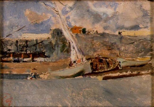 Maria Fortuny i Marsal Paesaggio con barche